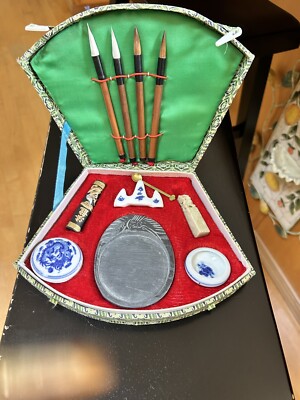 Chinese Calligraphy Kit The 4 Treasure Of Study Brush+China Stamps  NEW!