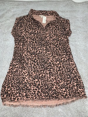 Francesca's Womens NWT Miami Leopard Print Sleeveless Blouse Size Small Collared