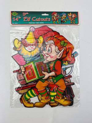 Brand New Vintage Beistle Creation 14  Christmas Elf Cutouts 3 Double Sided USA