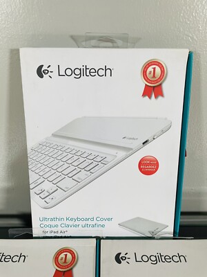 New Logitech Wireless Bluetooth Ultrathin Keyboard Cover for iPad Air - White