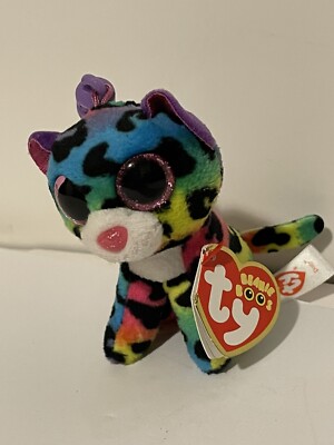 TY Beanie Boos 3'' Dotty Plush Rainbow Leopard Stuffed Animal Clip-On Keychain 