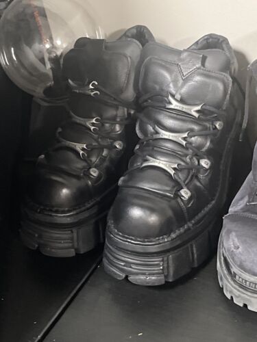 NEW ROCK M.106-S29 Boots TOWER SHOES Metallic Black Leather