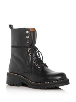 Женские армейские ботинки AQUA Womens Black Pull Tab Jax с круглым носком и блочным каблуком, 9,5 М