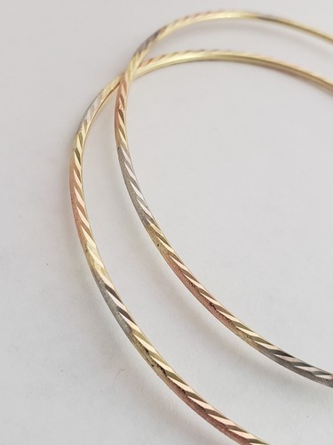 Pre-owned Rosegold Large Big 14k Yellow White Rose Gold Hoop Earrings 2.25 Inches Long