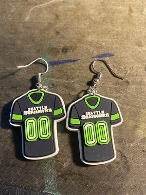 Seattle Seahawks handmade pair rubber charm dangle earrings