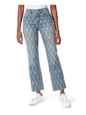 

ANNE KLEIN Женские синие прямые укороченные джинсы до щиколотки с высокой талией и застежкой-молнией, Синий, 30159471