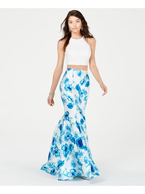 

B DARLIN Женская Белая Полноразмерная Юбка Русалка Выпускного Вечера На Молнии С Цветочным Принтом Подростки 5\6, Белый