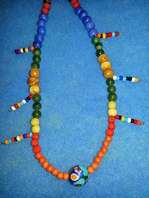 VINTAGE VENETIAN MURANO ART GLASS BEAD NECKLACE VALENTINE GIFT OOAK ARTISAN