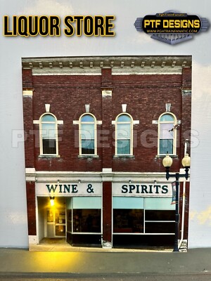 HO Scale LIQOUR STORE - Building Flat/ front w/LED - scratch built 1:87