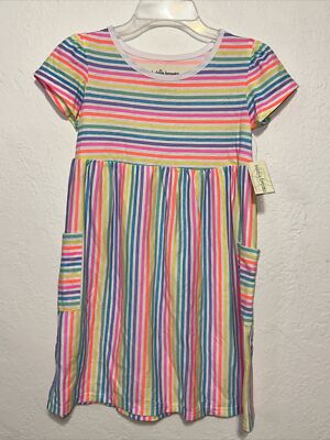 Bobbie Brooks Girl Sundress Rainbow Stripe Knee Length Colorful Size M 7/8 A2
