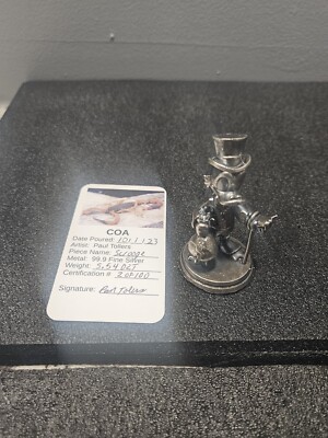 5.54 TROY OZ SCROOGE MCDUCK HAND  POURED  3D FIGURE   99.9 FINE SILVER ANTIQUED.