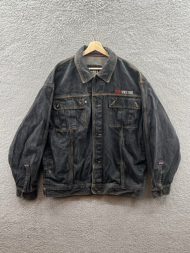 FUBU Since 1992 Mens Vintage Gray Button Down Y2K Denim Jean