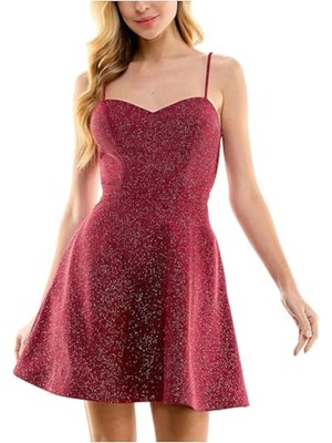 CITY STUDIO Womens Maroon Open Back Adjustable Short Dress Juniors 15
