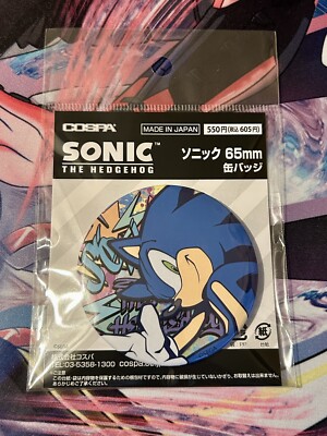 Sonic The Hedgehog 65 mm Tin Badge Graffiti Version USA SELLER IN HAND