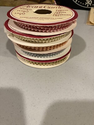 Lot Avant Garde Pearl Trim Spool Vintage  (5) 2 Yards