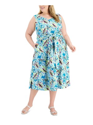 

ANNE KLEIN Женское бирюзовое платье миди с завязками на крючках и ушках размера плюс, Teal