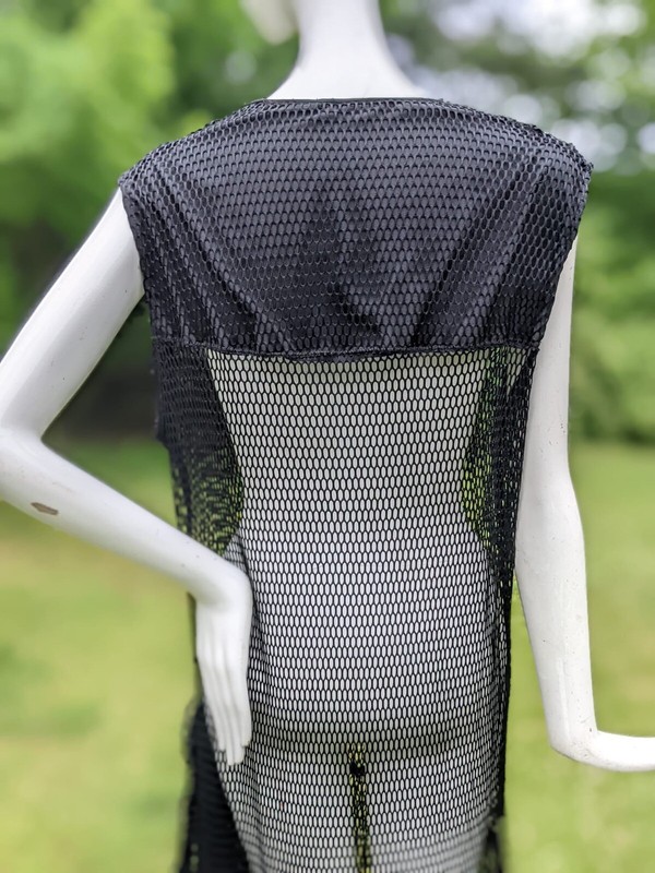 ワンピース Fishnet Dress ALLURING FLAPPER 1920'S BLACK FISHNET DRESS W DRAPE TAILS AT