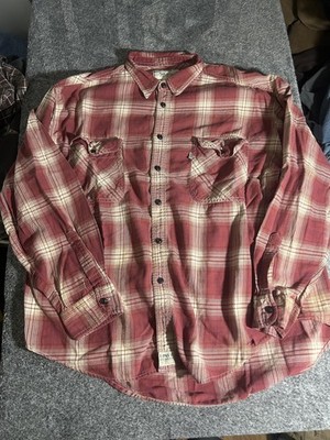 Levis Shirt Mens Large Red Plaid Flannel Button Front Dual Pocket Casual