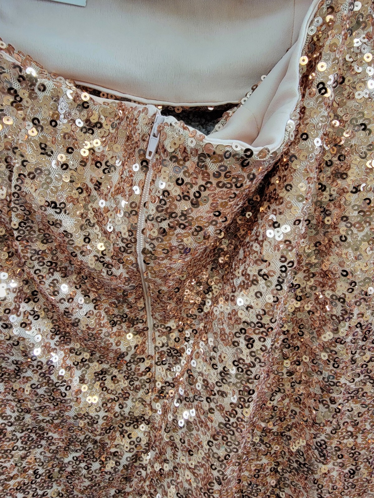 Emerald Sundae 2-Pc. Sequined Halter Dress Juniors L Rose Gold Back Zip Closure - Picture 11 of 18