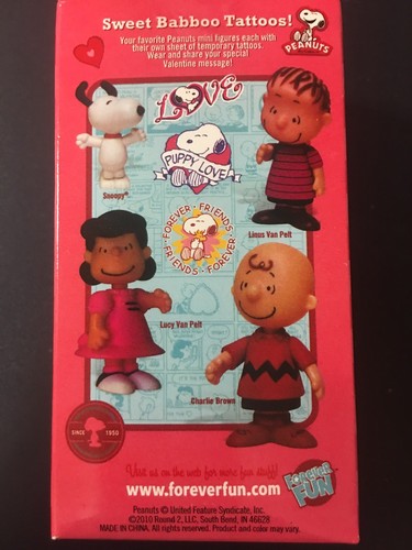 Charlie Brown Valentines Day Figure Figurine Toy NEW w/Tattoos Peanuts Gang NIB