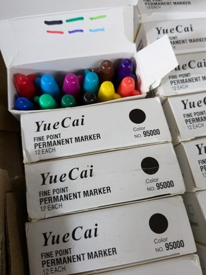 Yue Cai Colored Permanent Marker Set 12 Pens Fine Point