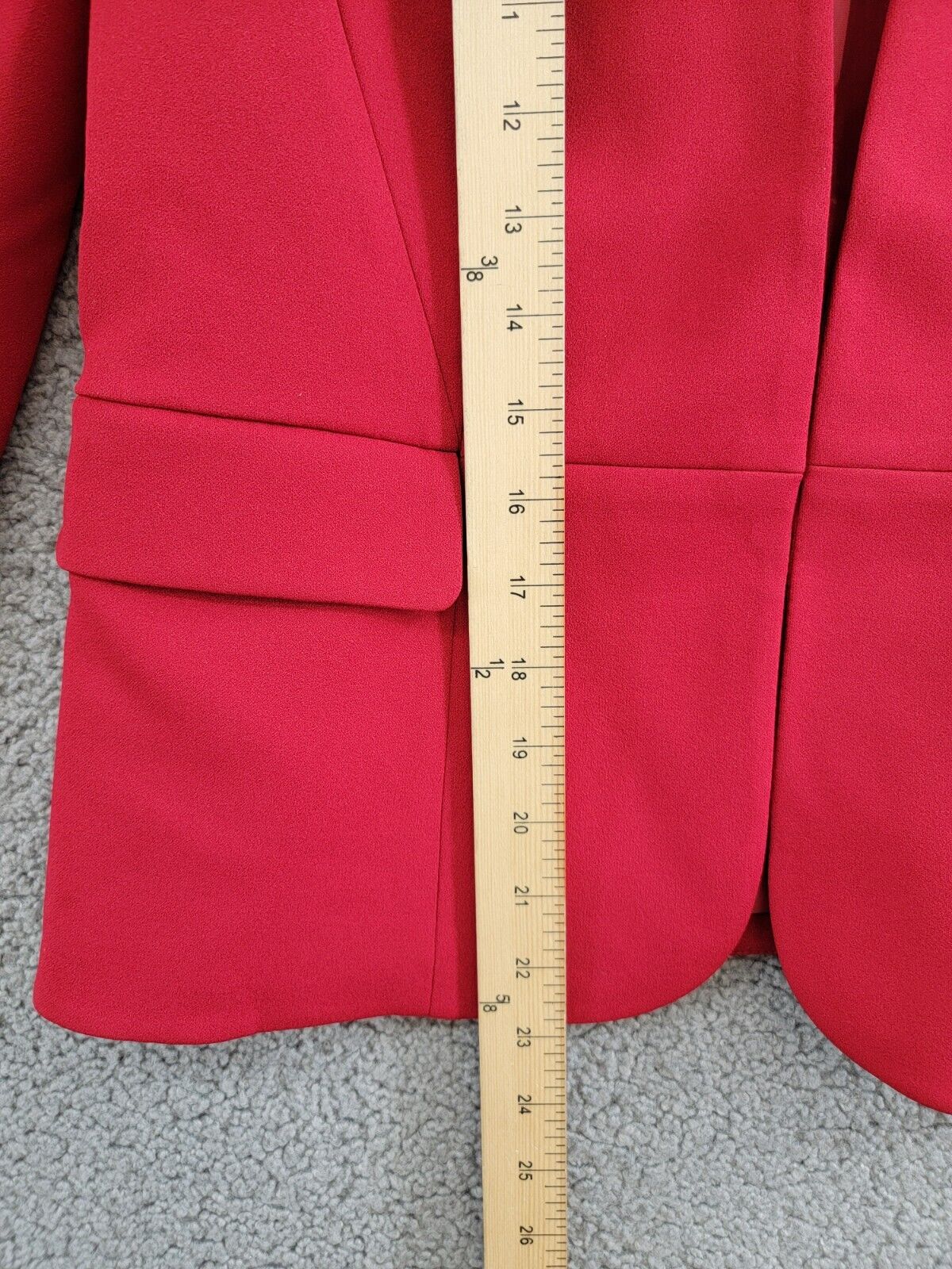 Kasper Collarless Open-Front Long-Sleeve Jacket Women's XS Crimson Flap Pockets - Picture 8 of 16