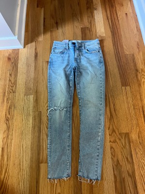 CURRENT ELLIOTT PALE  BLUE JEANS DISTRESSED THE HIGHWAIST STILETTO METALLIC 23 