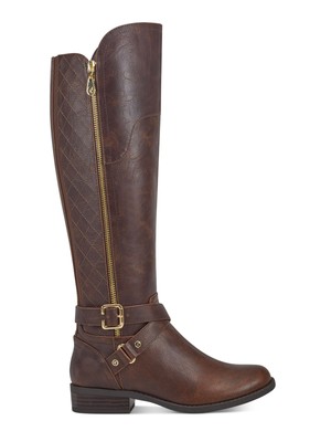 

GBG GUESS Женские коричневые ботинки для верховой езды Haydin с круглым носком и блочным каблуком с гибким ремешком, 6 м, Коричневый, GGHAYDIN