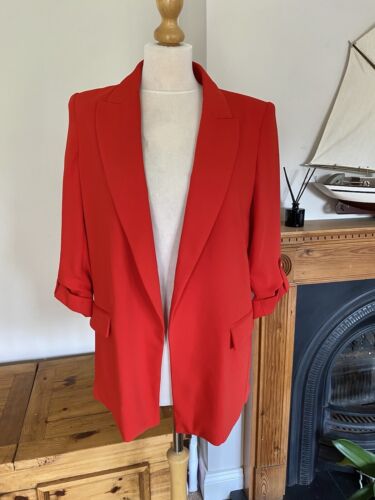 Zara Red Rolled Up Sleeves Blazer S UK10 # G154S | eBay Zara Red Rolled Up Sleeves Blazer S UK10 # G154S | eBay