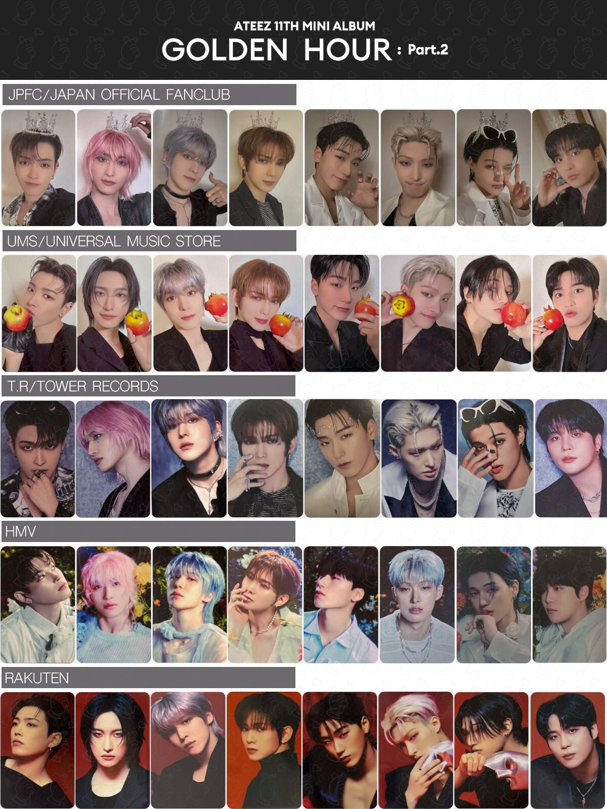 ATEEZ GOLDEN HOUR Part.2 JAPAN STORE BENEFIT POB PHOTOCARD JPFC UMS HMV pt2 ATEEZ GOLDEN HOUR Part.2 JAPAN STORE BENEFIT POB PHOTOCARD JPFC UMS HMV pt2