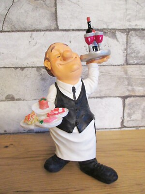 Kellner Restaurant 2 Tablets Funny Beruf Figur Profession 20 cm Neu