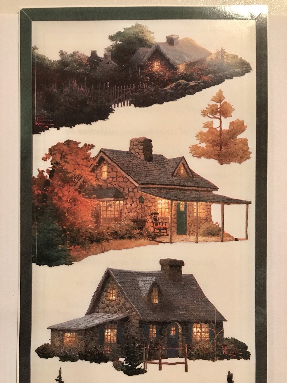 COTTAGES THOMAS KINKADE THEMED STICKERS 5X12 IN. SHEET CABINS WOODS
