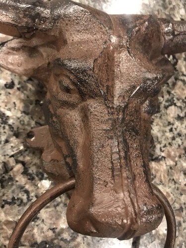 Large Cast Iron Bull Steer Head Door Knocker Heavy