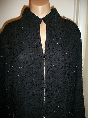 J LAXMI CARDIGAN BLAZER SZ 2X GLASS BEADED JACKET WEDDING MOTHER OF BRIDE GROOM