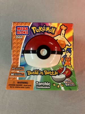 VINTAGE NEW IN BOX 2004Mega Bloks Pokemon Build N Battle Torchic Combusken 3504 