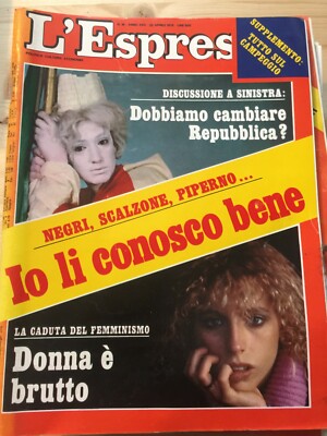 Rivista L'Espresso 1979 n. 16 La caduta del femminismo, Donna è brutto