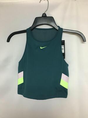 NIKE Women's Colorblocked Crop Tank Top DA0921 Green/multi XS NWT $50