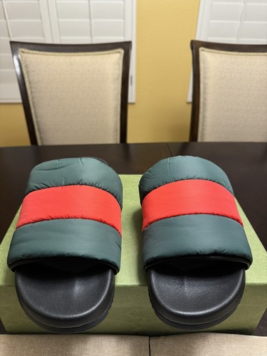 Pre-owned Gucci Logo Colors Padded Slide Sandals Size 38 / Us 8 In Multicolor