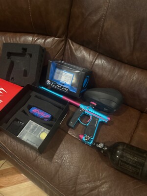 Empire Mini GS Electronic Paintball Gun Marker - Dust Aqua / Black 2-pc Barrel