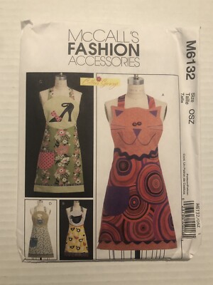 Crafts & Hobby McCall s Fashion Apron Cat Print Sew Kit Pattern #M6132
