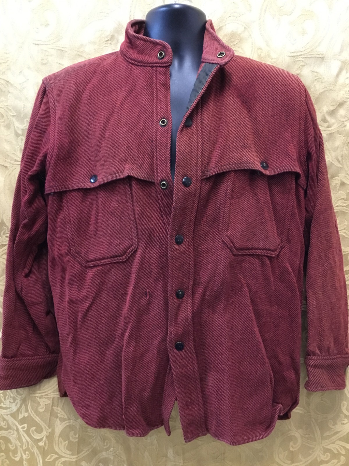 Wool Button Shirt Jacket climber USA author vntg Whipcord