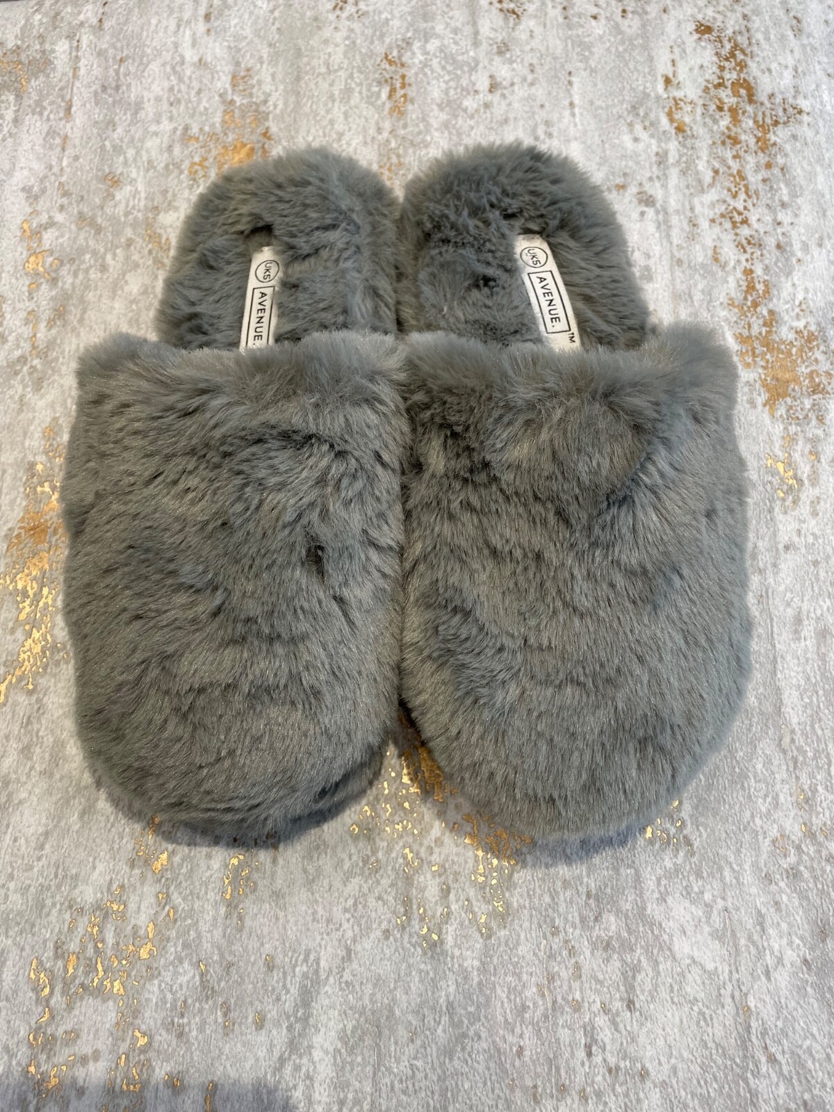 Aldi Grey Faux Fur Slippers Size uk Plush Slippers Avenue New