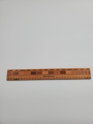 Vintage Sovereign New Zealand Timbers Ruler 12'' Timber Samples Inlaid Named Rule