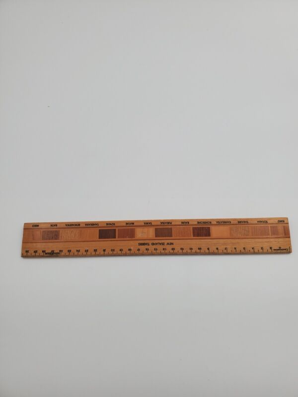 Vintage Sovereign New Zealand Timbers Ruler 12" Timber Samples Inlaid Named Rule