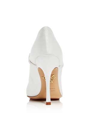 CHARLOTTE OLYMPIA CHARLOTTE OLYMPIA WOMENS OPEN WHITE SATIN FABRI TOE STILETTO SLIP ON PUMPS 38