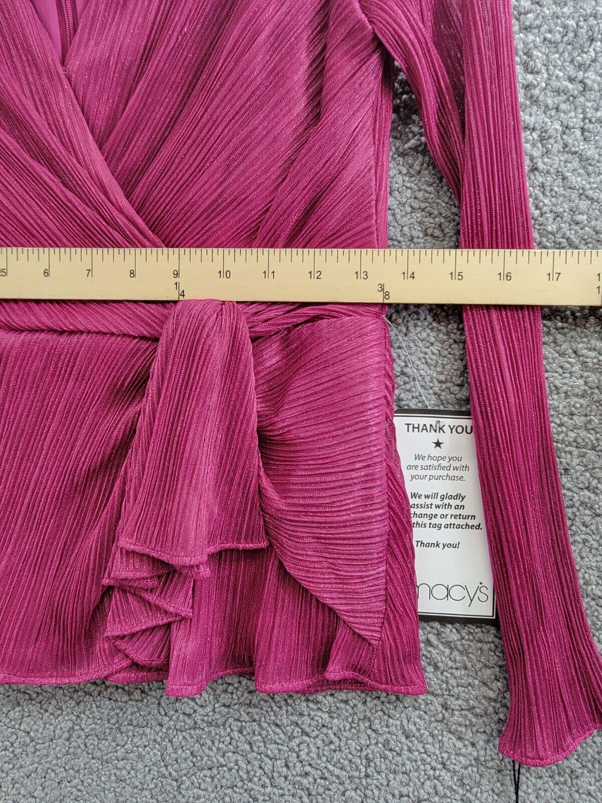 Adrianna Papell Metallic V-Neck Side-Tie Top Women's 0 Magenta Back Zip Closure - Picture 7 of 17