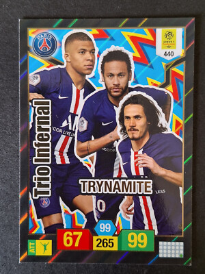 Mbappé Neymar Cavani 440 Trio PSG Carte Panini Adrenalyn Foot France 2019-20