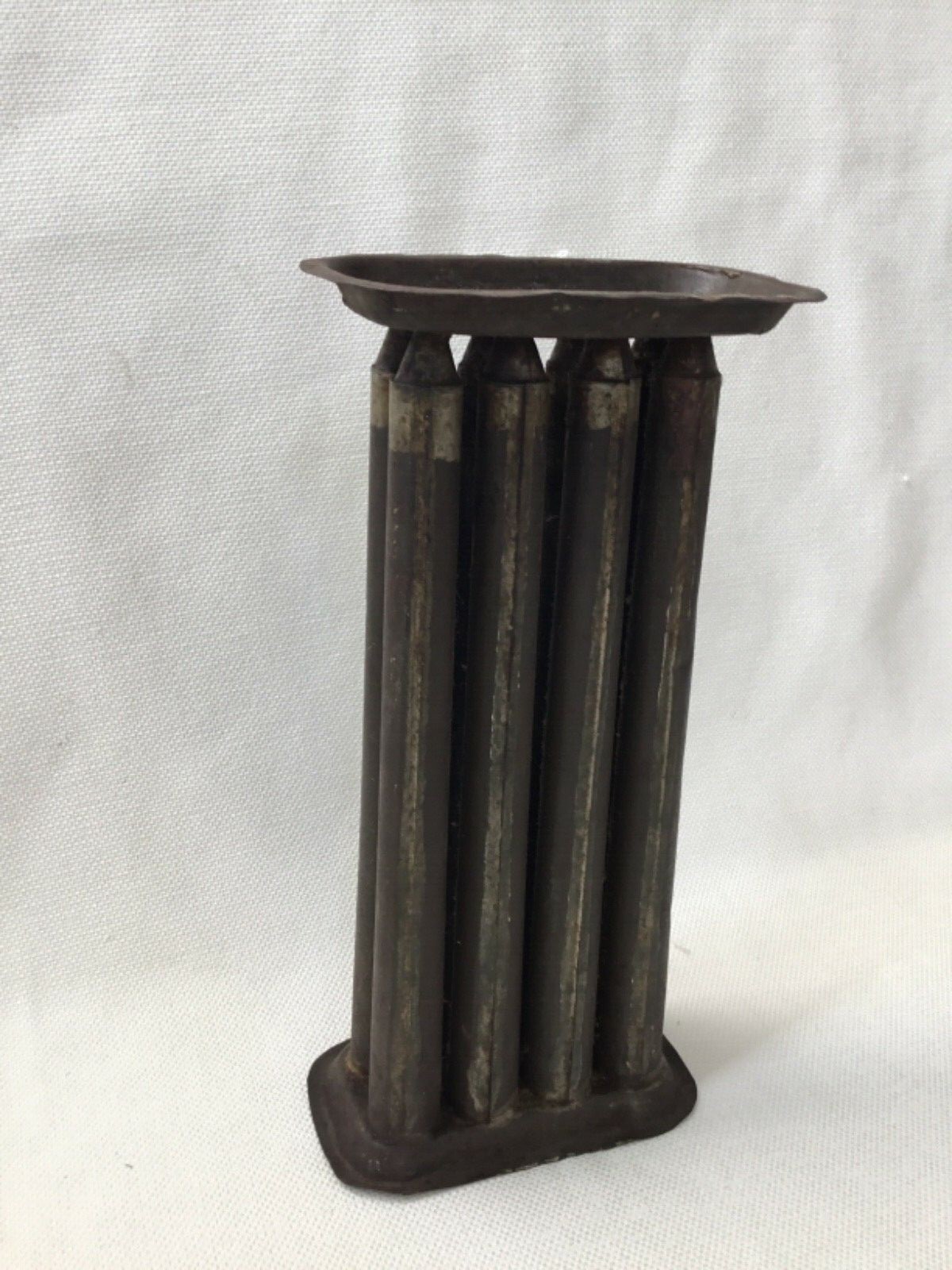 VINTAGE PRIMITIVE TIN METAL CANDLESTICK MOLD FOR SET OF 8 CANDLES