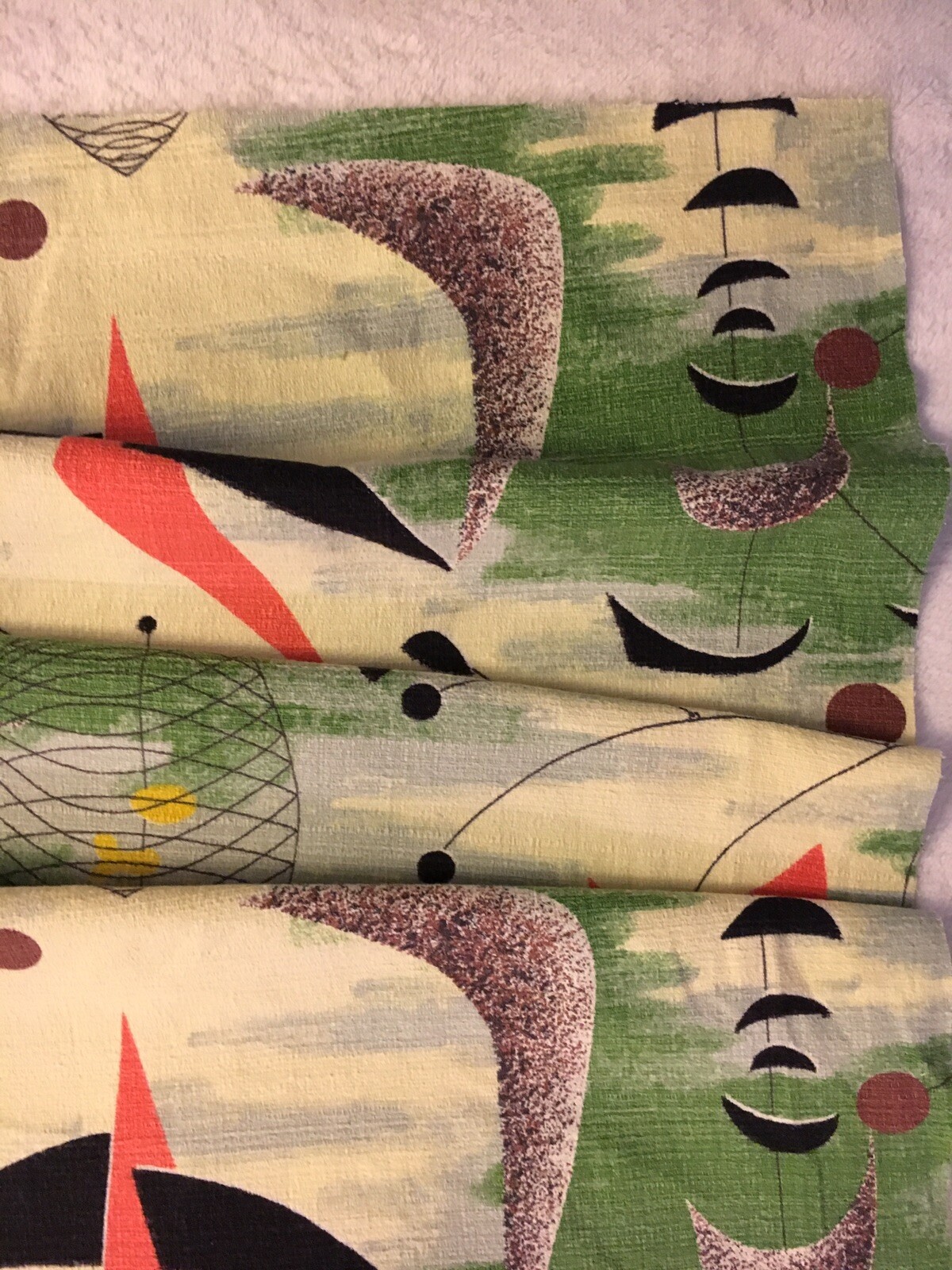 Vintage Geometric Barkcloth Fabric - 59” X 32”    (12)