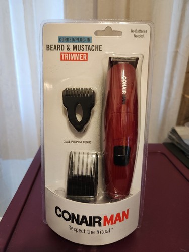 CONAIR MAN Men's Corded PlugIn Beard & Mustache Trimmer w 3 